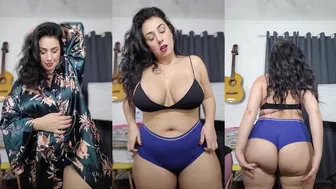 Natali Conti Strips Down to Blue Lingerie Showing Curvy Goddess Body in OnlyFans Video