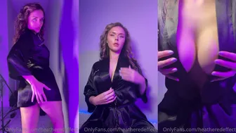 HeatheredEffect Drops Satin Robe for Topless Tease in Purple Light Video