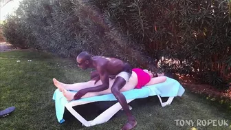 TonyRopeUK Ebony Fit Babe Gets Oiled Up and Fucked Hard Outdoors in ManyVids BBC Massage video