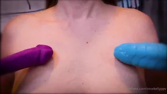 Rose Kelly Double Dildo Masturbation Video with Purple and Blue Dildos