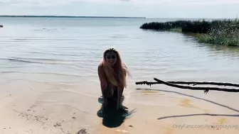 Emily Rinaudo POV beach blowjob with cumshot in public from OnlyFans