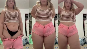 Emma.st.james Trying on Tight Pink Shorts and Crop Top in OnlyFans Video