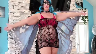 Fantasymilfursula OnlyFans Curvy Goddess Teasing in Lacy Red Lingerie and Butterfly Wings