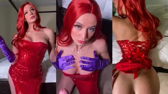 Jakara Mitchell Stuns as Jessica Rabbit in Red Sequin Dress Teasing Her Perfect Curves in Bedroom Video