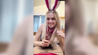 Addison Ivy Blonde Bunny Teasing a Black Cock with Her Lips in This Blowjob video on OnlyFans