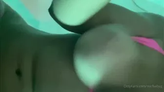 StefBabyg teasing with her wet pussy in a pink bikini, masturbating with dildo on OnlyFans