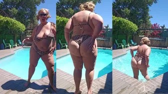 Ursula Andreia aka fantasymilfursula OnlyFans Curvy Goddess Teasing in Leopard Bikini by the Pool