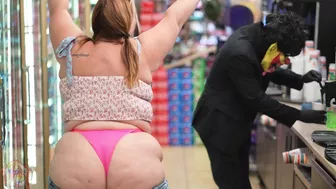 GibbyTheClown gets naughty in public with a curvy cutie in pink panties fucking in a store