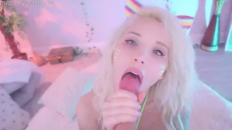 MyCherryCrush anal sex video featuring Blonde in lingerie giving blowjob and riding cock in doggy style
