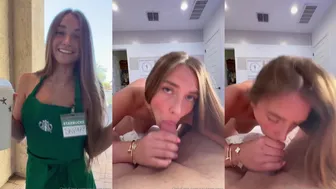 SkylarMaeXO gets frisky with Starbucks cock sucking and titty cum blast video