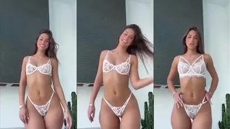 Mikaela Lafuente Teases in Nude See Through Lingerie Strip Video