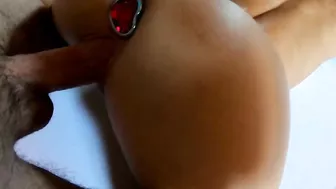 Penetrating her juicy pussy and ejaculating into her ass at the end