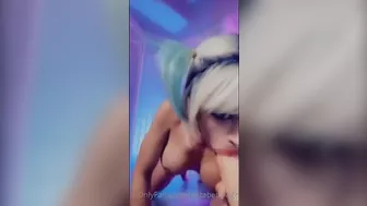 Elizabeth Rage as Harley Quinn Teases Dildo in Naughty Blowjob Video
