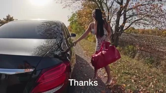 Ayumi Anime gets picked up and slammed hard in public fuck video