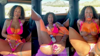 MissBNasty Teases Wet Squirting Mess in the Car Video