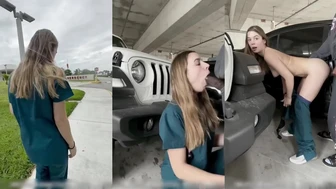 IzzySwallows Teases In Nurse Uniform Getting Plowed By A Stranger In Parking Lot Video