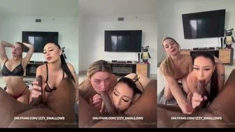 Auhneesh Nicole shares sloppy BJ delight with Izzy Swallows in steamy threesome video