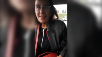 A horny mature French woman walks half nude outside