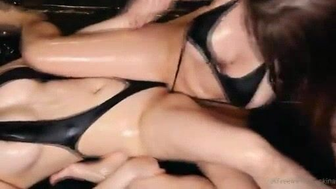 Gorgeous Meryl Sama Mikomi Hokina Oil Wrestling Naked Tape