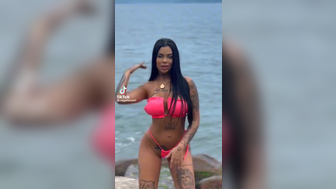 Dj Nathi Tatooed Hot Babe Doing Hot Tiktok Dance With Pink Bikiny