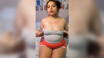 Chubby Indian Flashing Her Bit Tits On Bed Video
