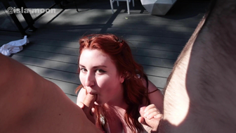 Isla Moon Red head Busty Slut Having a Threesome With Two Guys Outdoor Video
