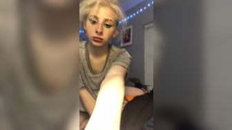 Gorgeous blonde girl with huge boobs teasing ass and boobs