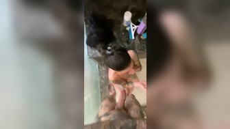 Tattooed Babe Deeply Sucks a Cock Gets Fucked till he Cums in Bathroom Video