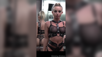 Emma Kotos Young Blonde Exposed Her Booty and Tits While Wearing Fishnet Lingerie on Elevator Video